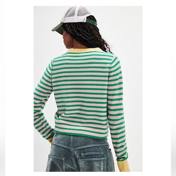 Free People Women's Green Nocturnal Stripe Cardi - Picture 3 of 5